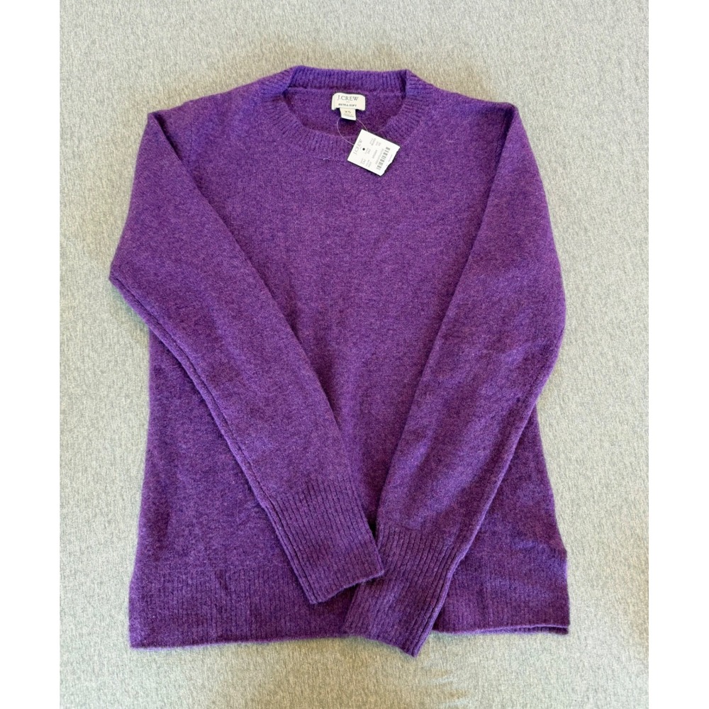 J.Crew Extra-Soft Purple Crewneck Sweater XS BU2223 Long Sleeve Knit Top